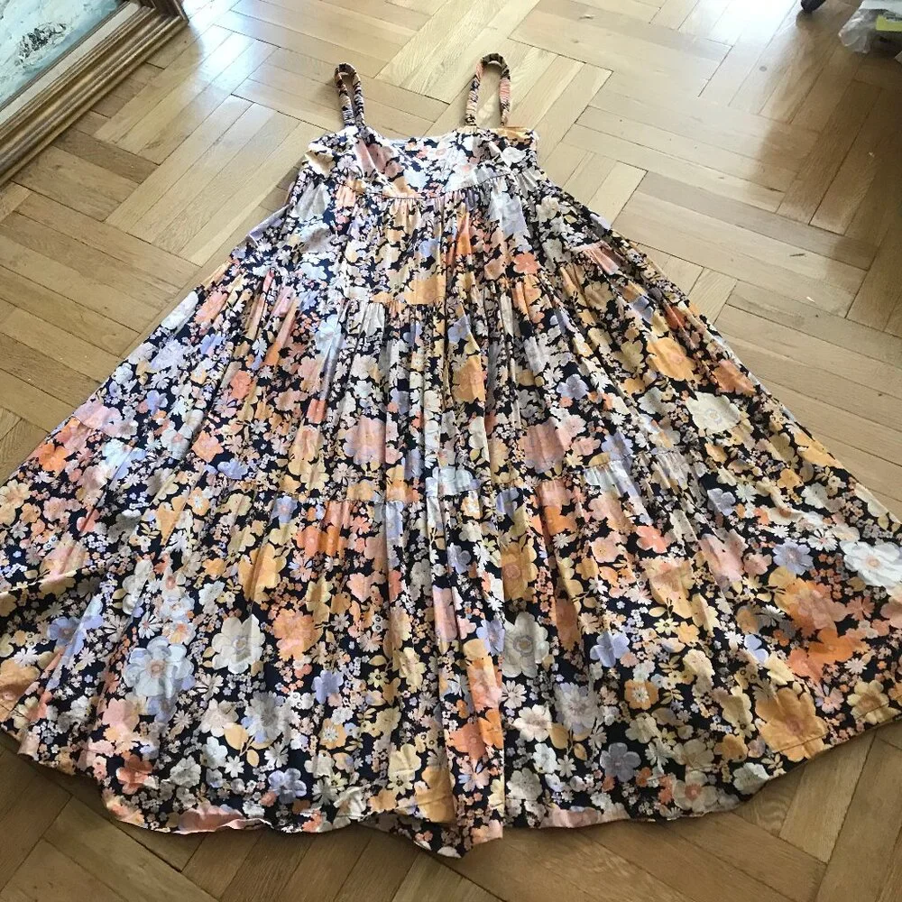 Free People Park Slope Floral Cotton Maxi Dress. OVERSIZED** US M - Picture 3 of 10